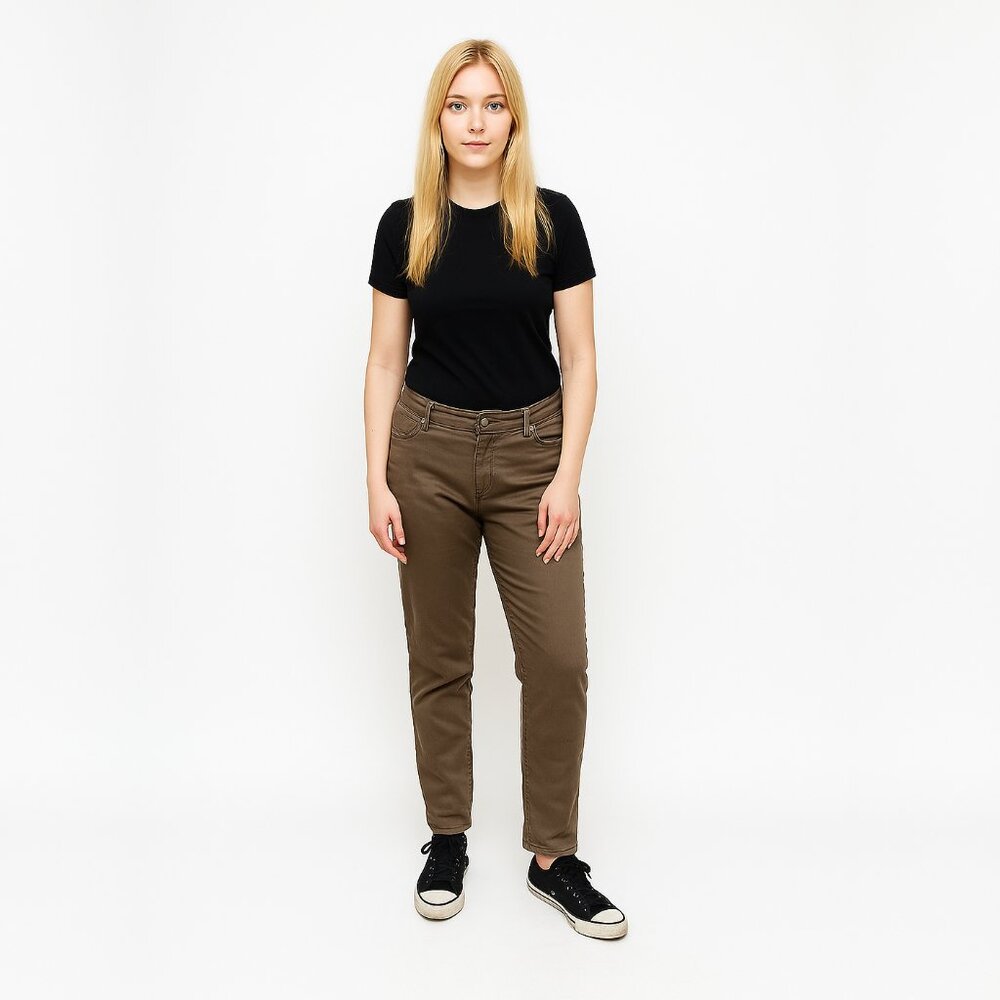 2/$30 Chico's Relaxed Chino Pants High Rise Brown 14 #A1450